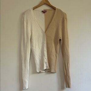STAUD Women's Cream and Tan Cardigan Sweater EUC